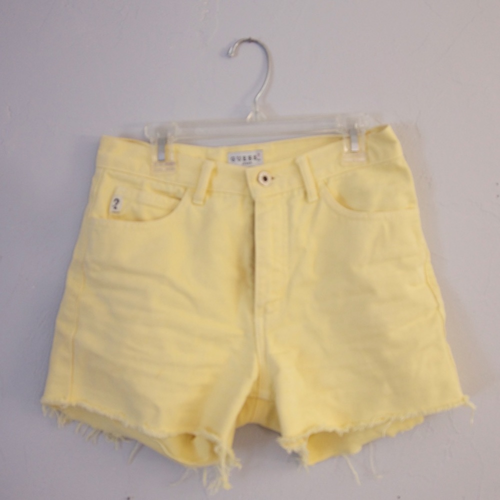 High-Waisted Yellow Denim Shorts