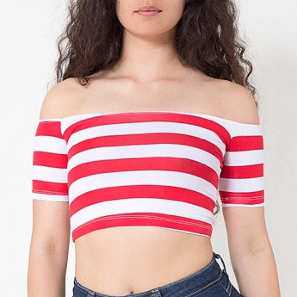 AA Off the Shoulder Striped Crop Top