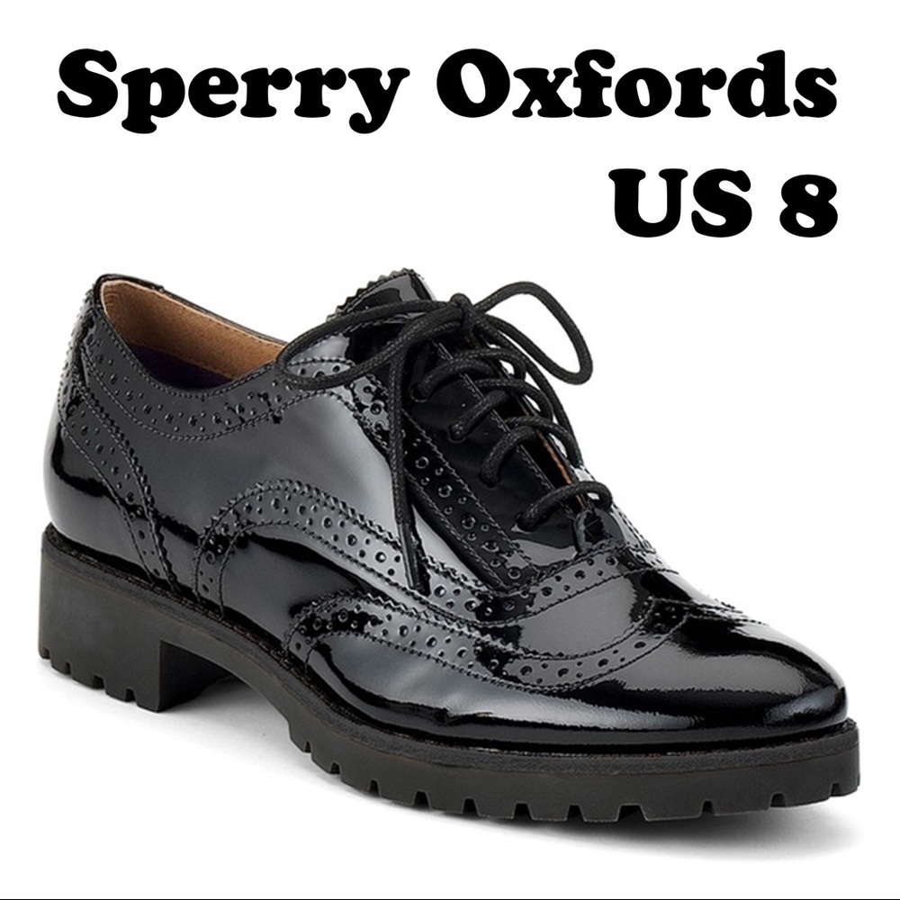 SPERRY Black Patent Oxfords Womens US 8