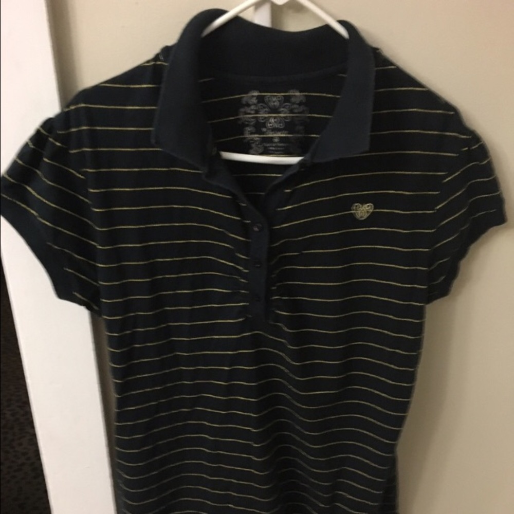 Anisette Black/Gold Striped Cap Sleeve T-Shirt