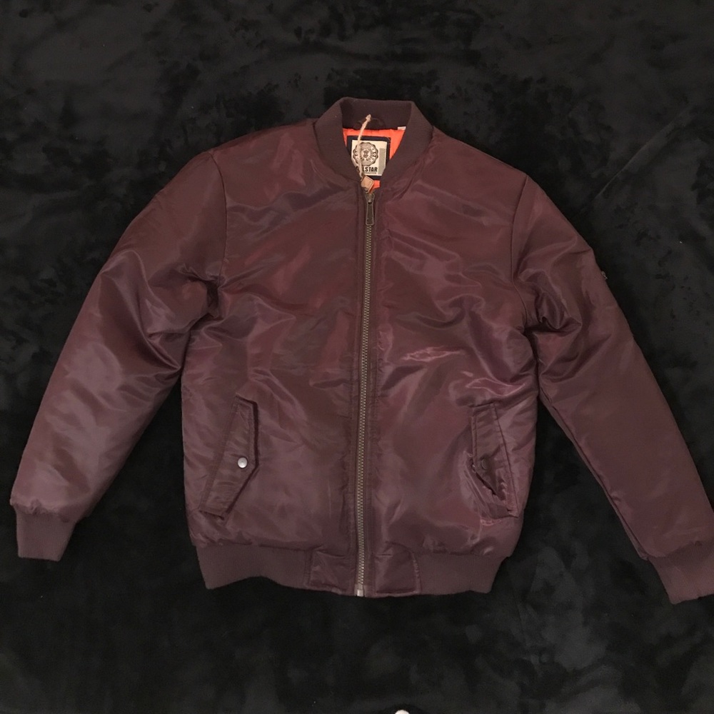 Burgundy Padded Bomber Jacket