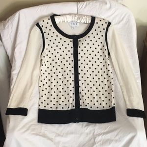 Elle subtly sexy black and off-white cardigan