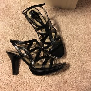 Black strappy heels