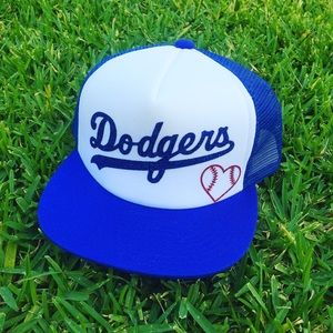 Dodgers hat with red vinyl heart