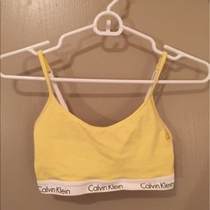 Calvin Klein Light Yellow Cotton Bralette - Medium