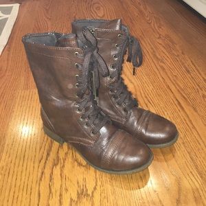 Brown combat boots