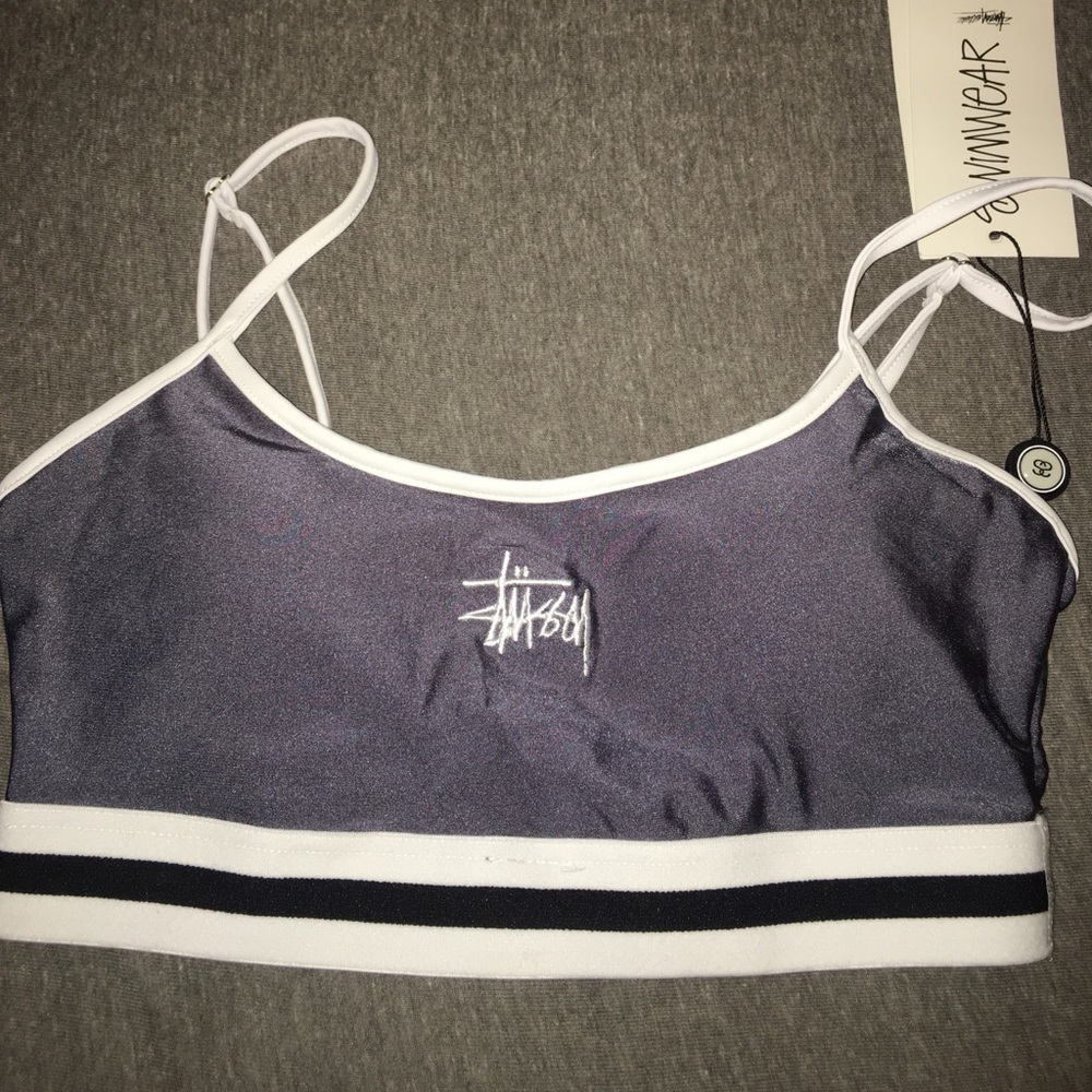 Stussy Juliano crop top bikini top silver bralette