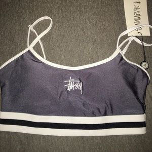Stussy Juliano crop top bikini top silver bralette
