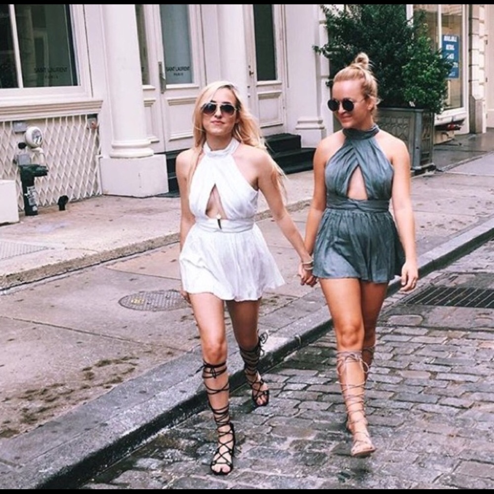Black silk romper