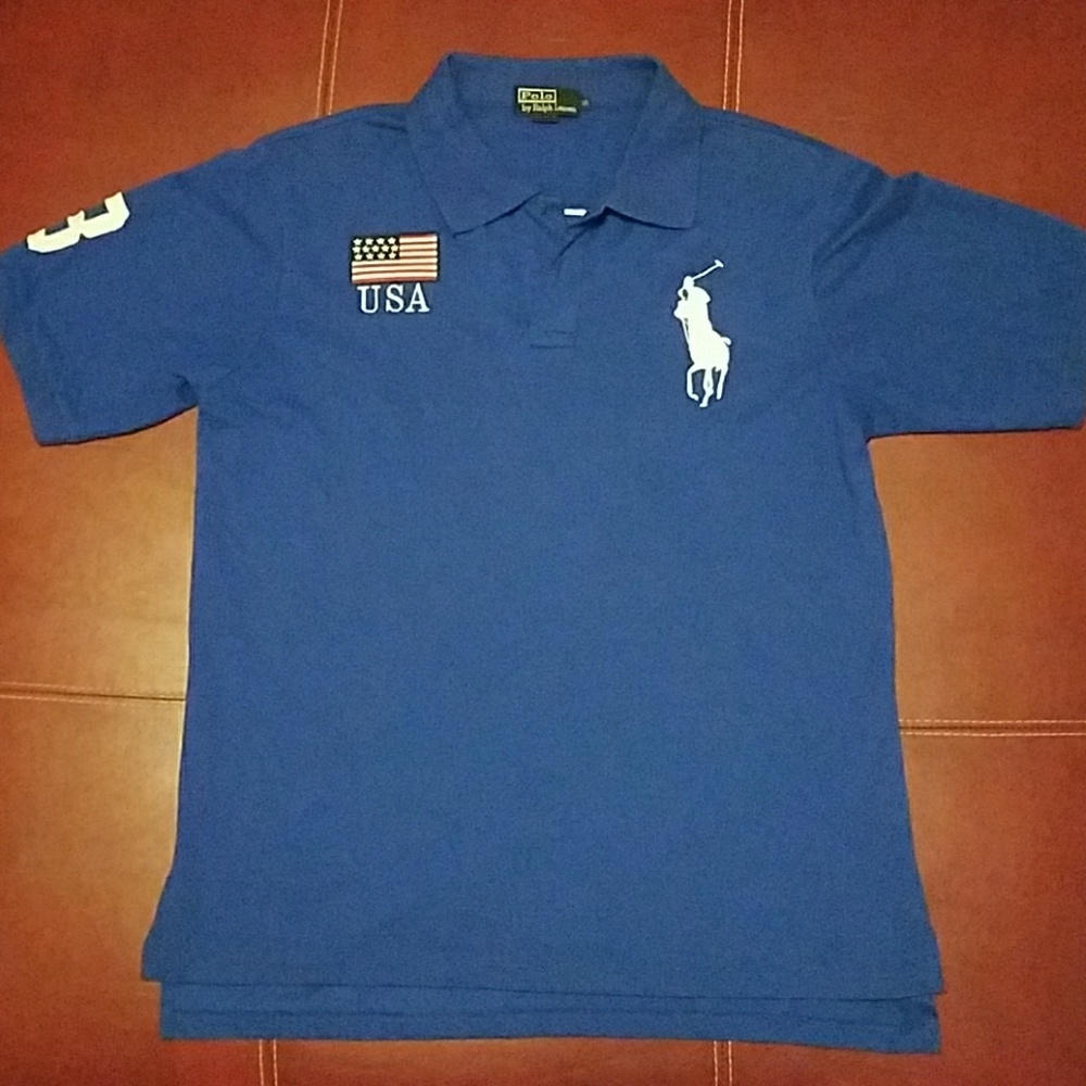 Ralph Lauren Polo USA Blue Olympic Big Pony Shirt