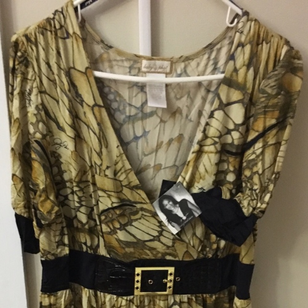 NEW BABYPHAT Snakeprint Empire Waisted Dress