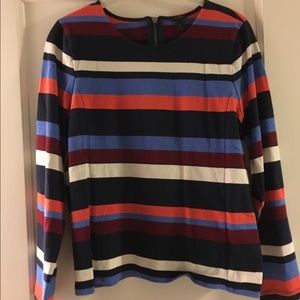 multi striped j crew pullover shirt