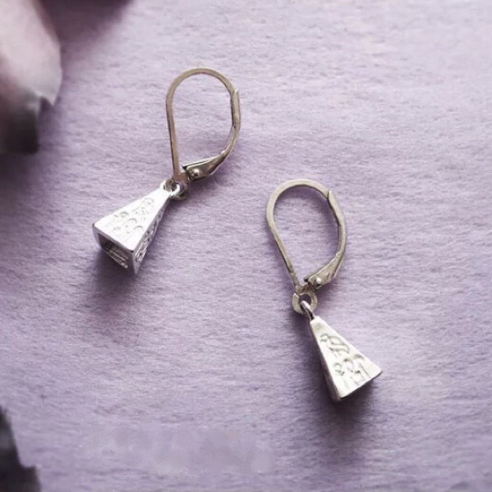 Silver tower earring drops