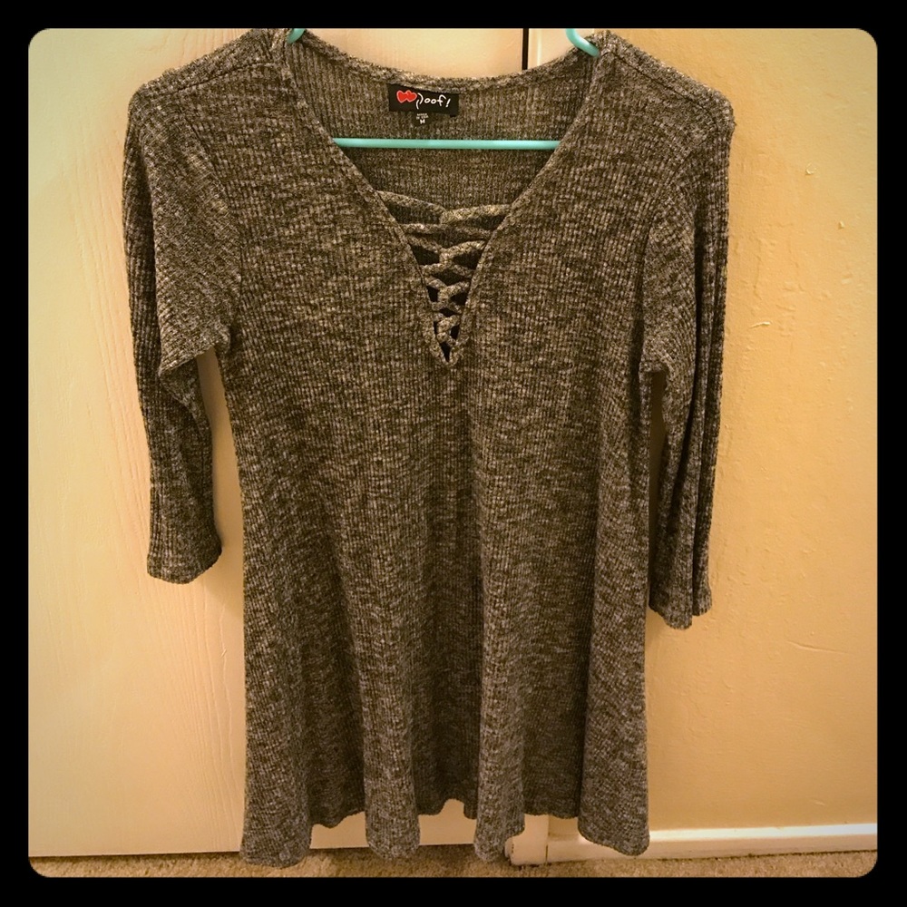 Heathered grey Lace up Dress