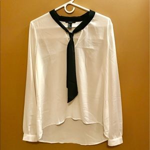 White blouse with black neck tie!