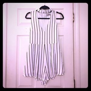 Black and white striped romper
