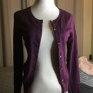 Purple Express Cardigan with Rhinestone Buttons