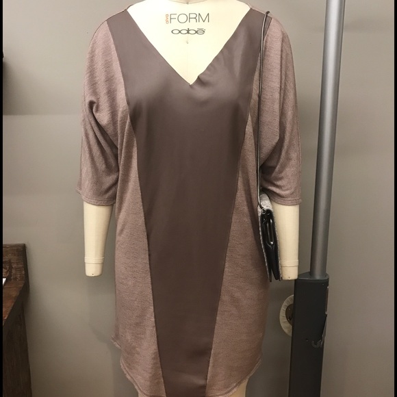 Knit dress with leather detail - Picture 1 of 3