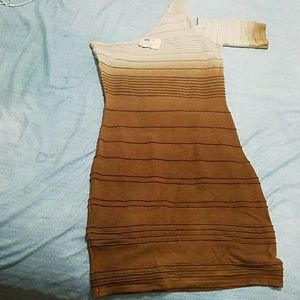 One shoulder ombre dress