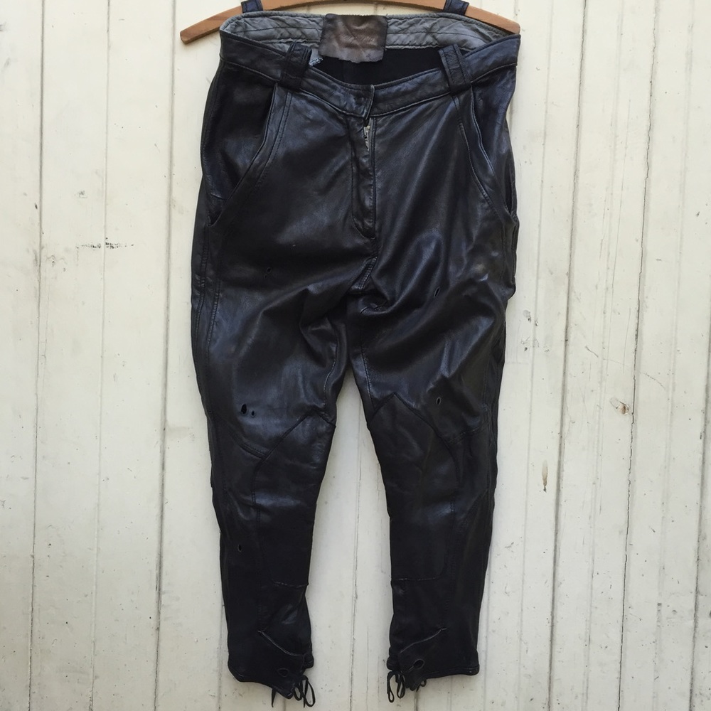 SOLD Le Cuir Perdu black distressed leather pants