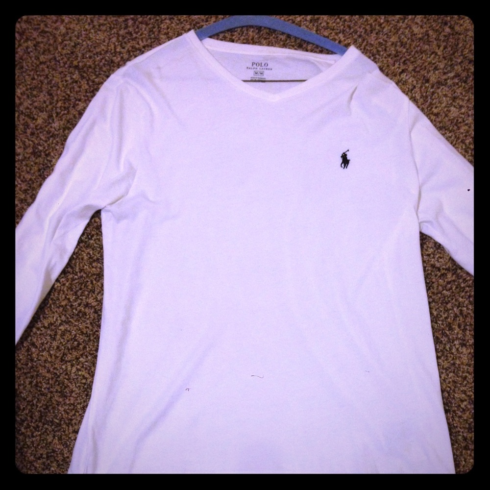 Medium White Polo By Ralph Lauren Long Sleeve