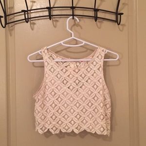 Cream crop top with open back - small