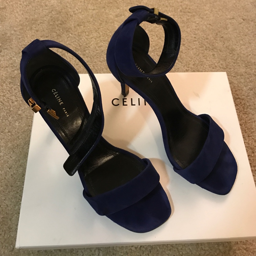 Celine cobalt suede blue heigh heels