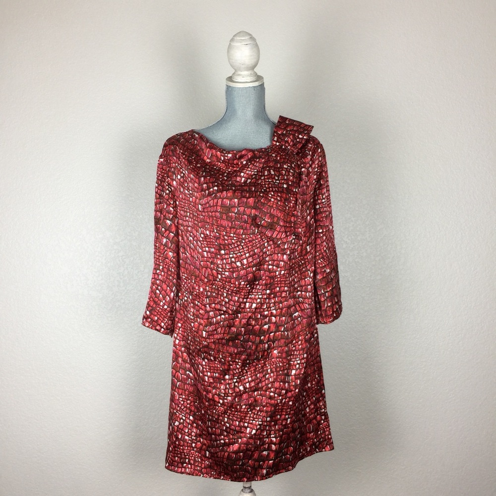 💋Rebecca Moses croc print 100% silk shift dress