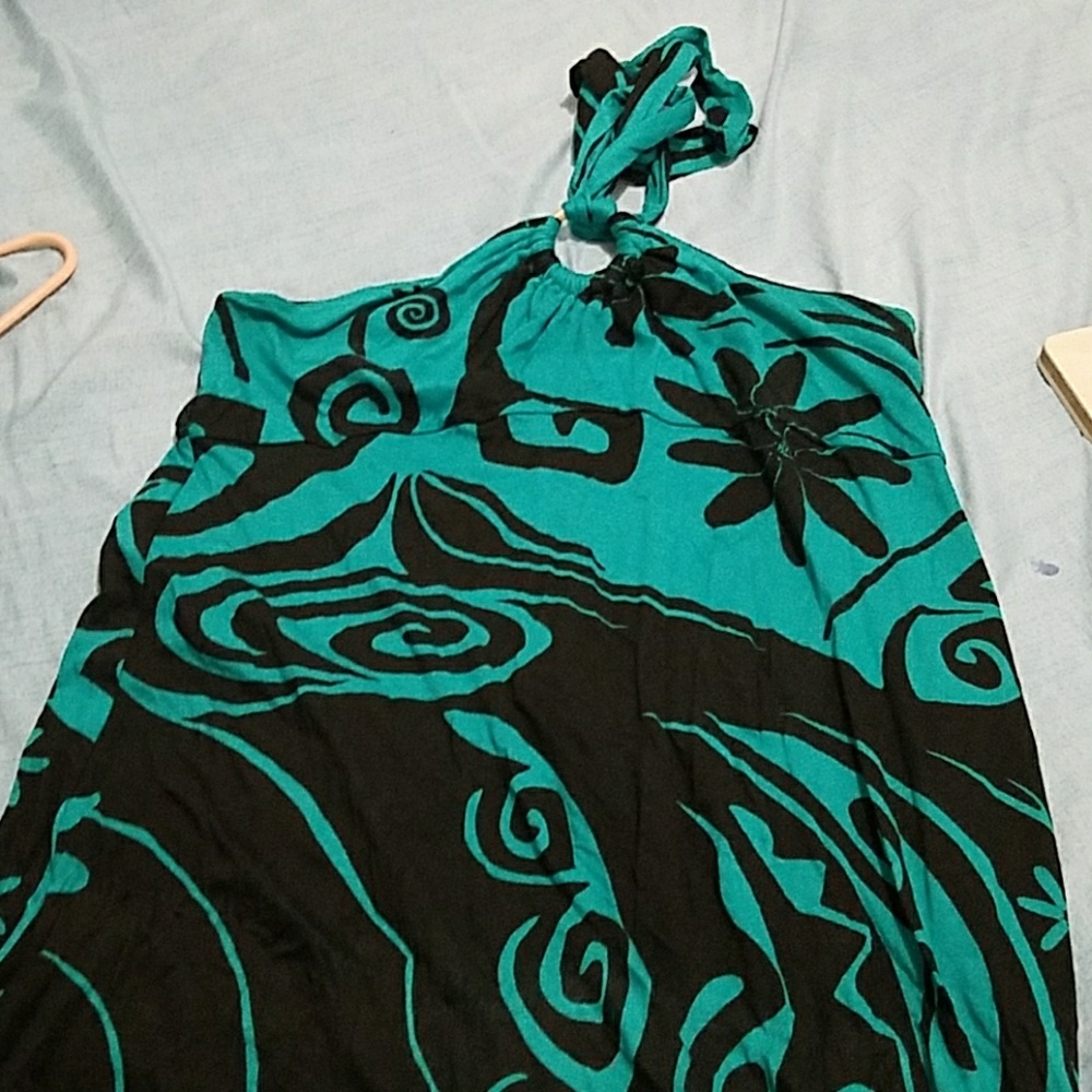 Polynesian maxi halter dress