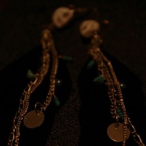 Skull and feather earrings