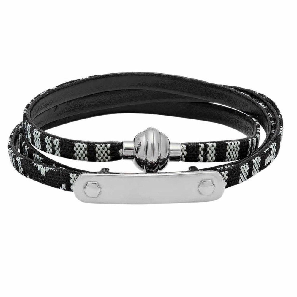 STEELTIME Stitched Leather Wrap Bracelet