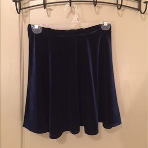 Velvet blue skater skirt - small
