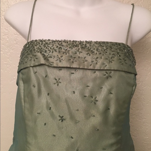 Sage green beaded long gown - Picture 3 of 7