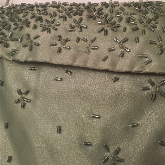 Sage green beaded long gown - Picture 4 of 7