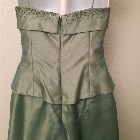 Sage green beaded long gown - Picture 5 of 7