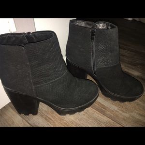 Faux suede snake print ankle boots (NO OFFERS)