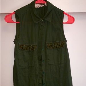 Deep Green and Bronze Studded Women's shirt