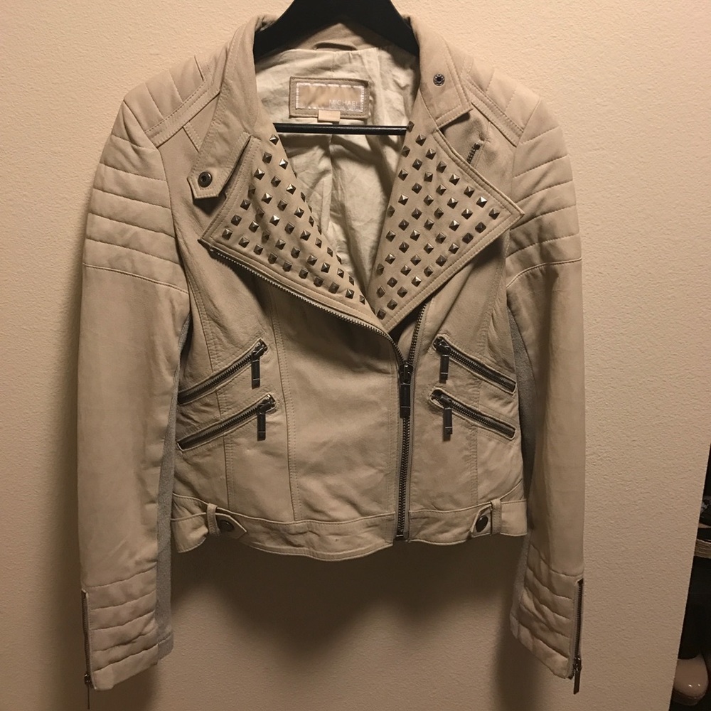 Michael Kors studded genuine leather jacket