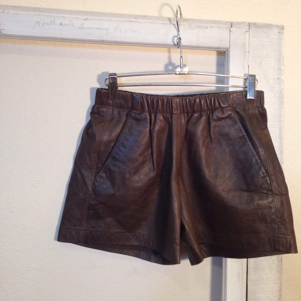 Madewell Brown Leather Shorts Sample Small