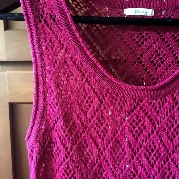 Dark magenta crochet mini dress/tunic - Picture 6 of 8