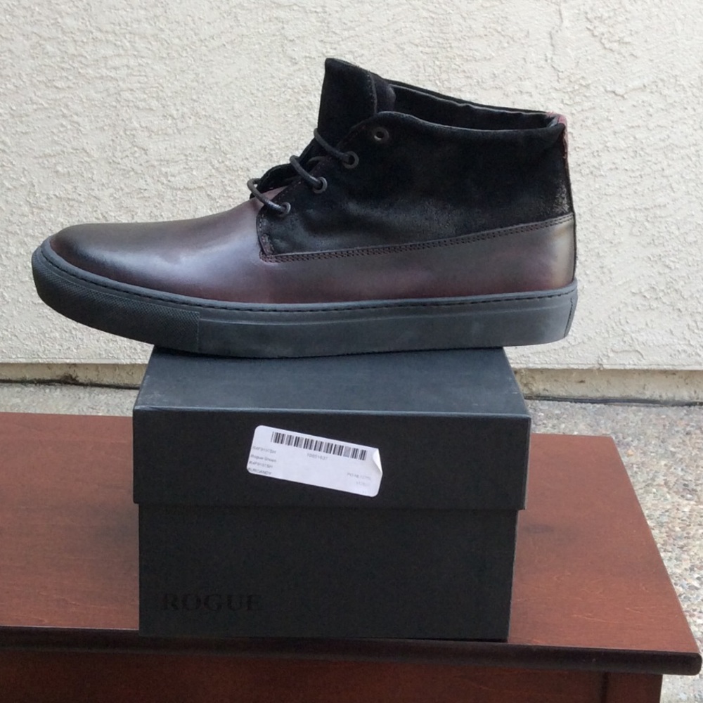 Rogue "Beat" Leather Mid Top Sneaker in Burgundy