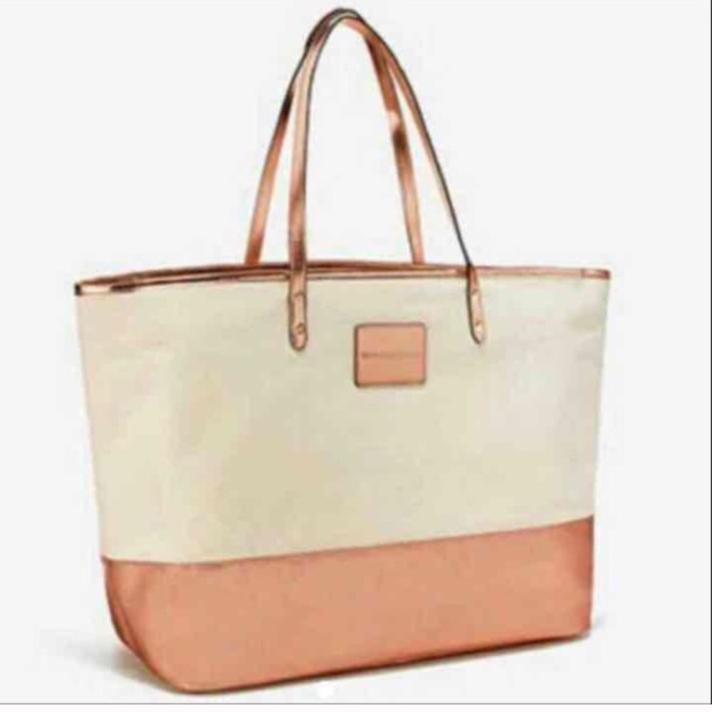 Victoria's Secret Rose gold tote bag.