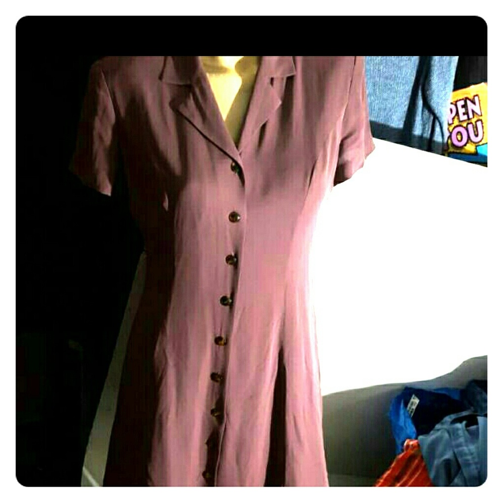 Size 4 Talbots petite silk plum button down dress