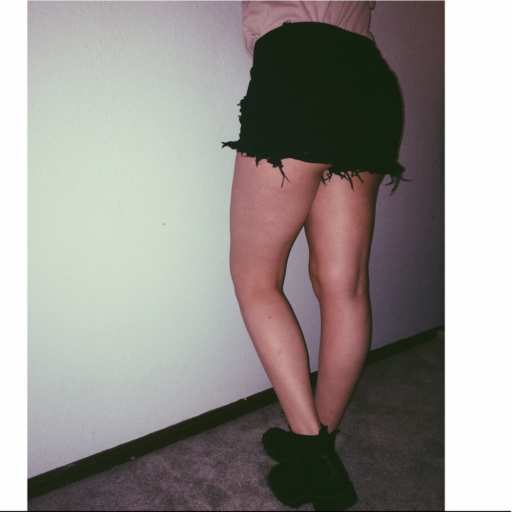 Black High Waisted Jean Shorts