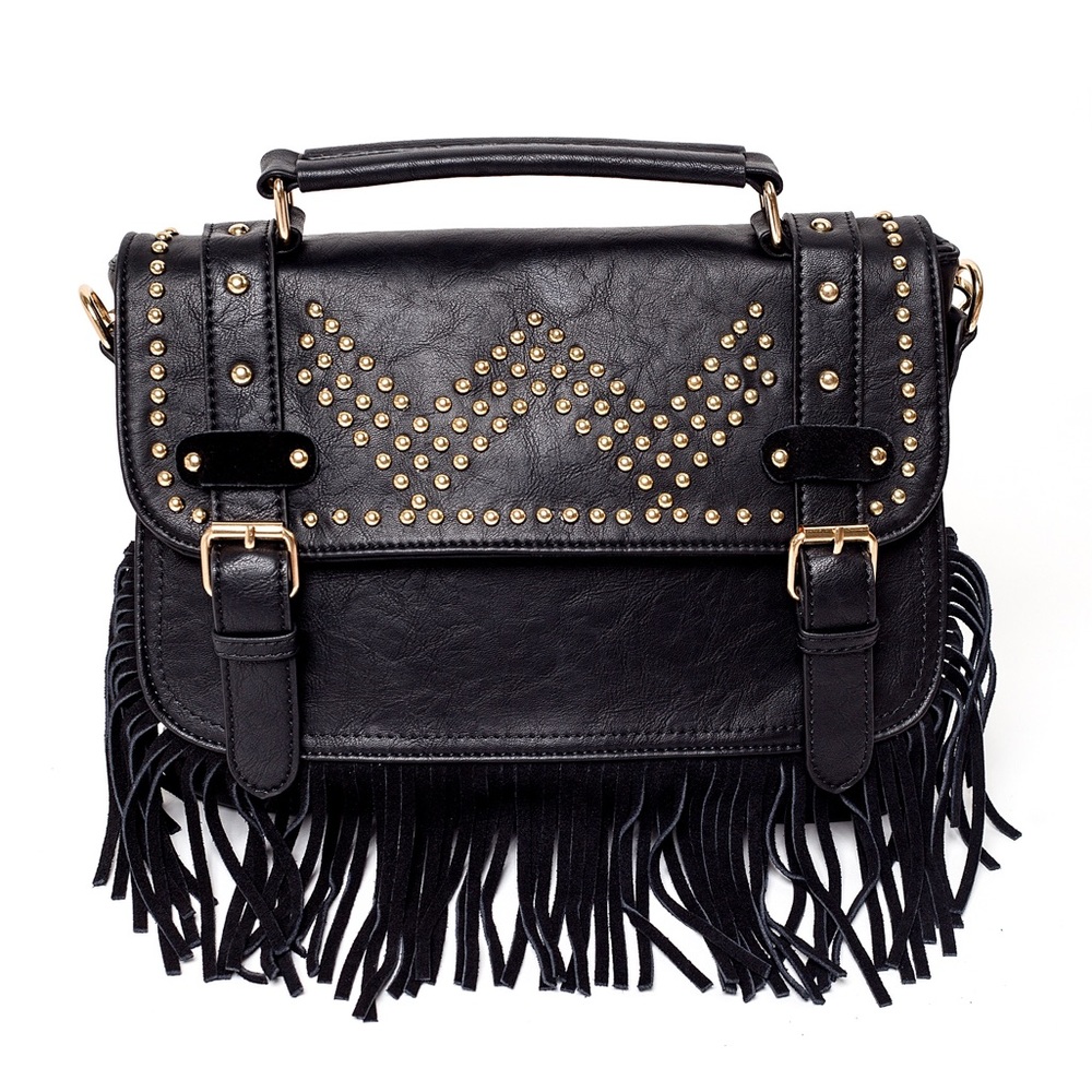 LAST ONE✨HP Black Suede Fringe messenger Bag - Picture 4 of 4