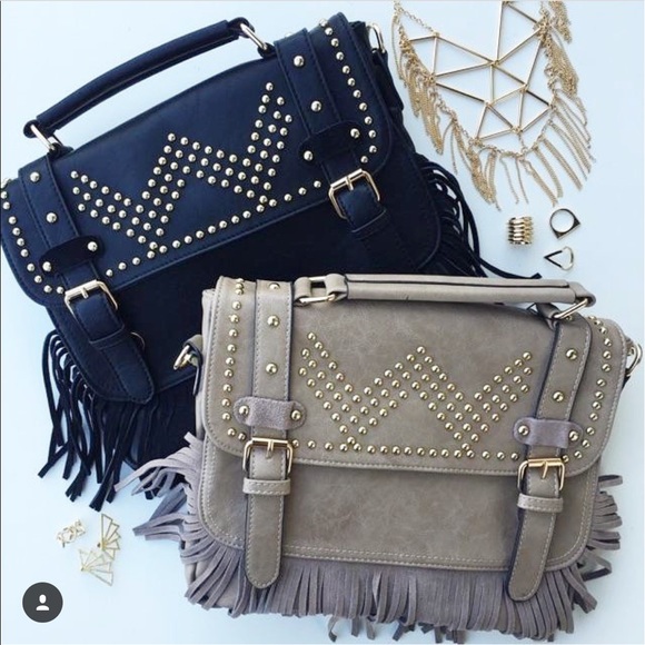 LAST ONE✨HP Black Suede Fringe messenger Bag - Picture 2 of 4