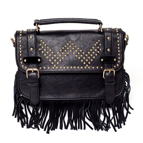 LAST ONE✨HP Black Suede Fringe messenger Bag - Picture 4 of 4