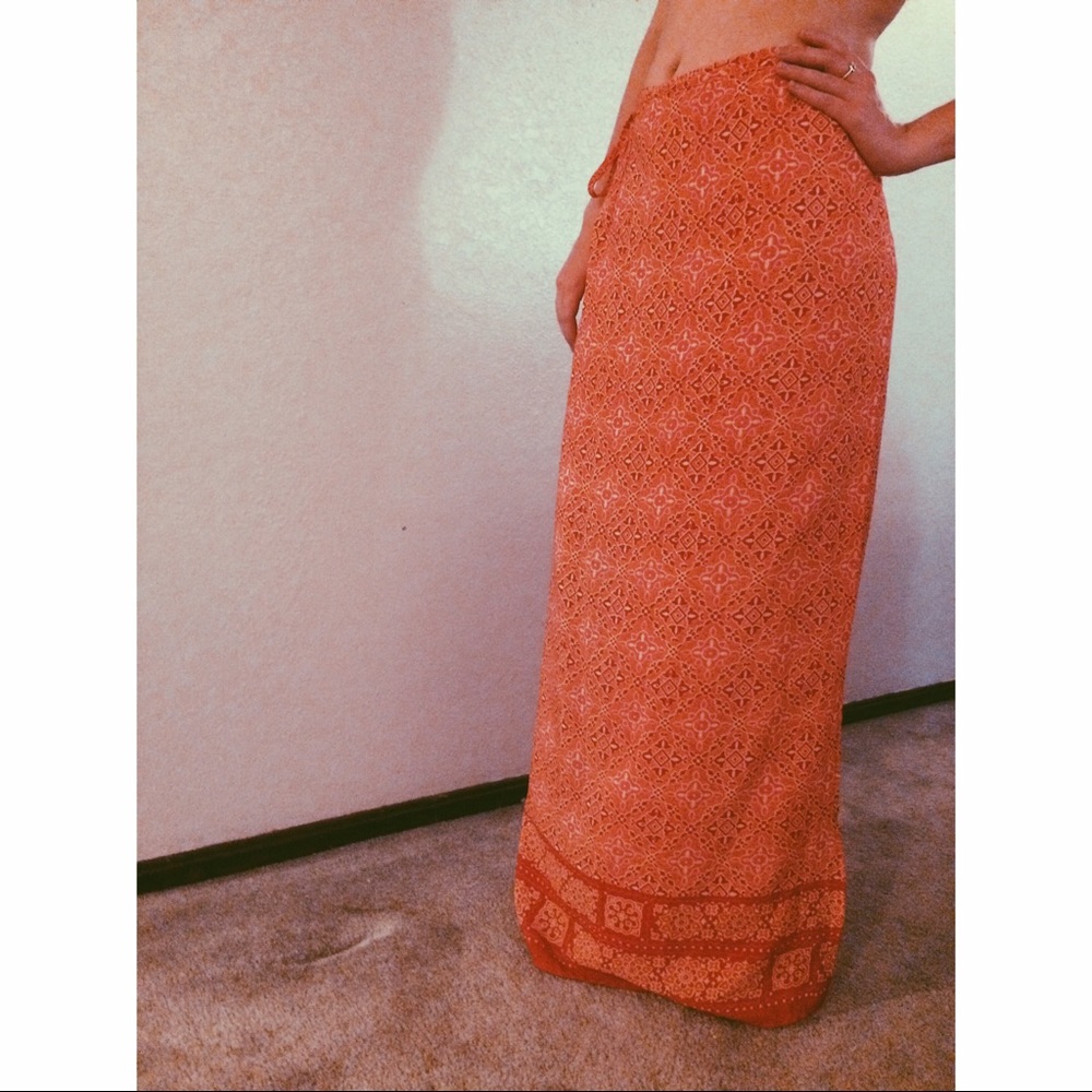 Printed Orange Wrap Around Skirt