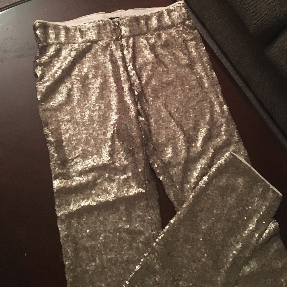 Elastic banded champagne sequined pants