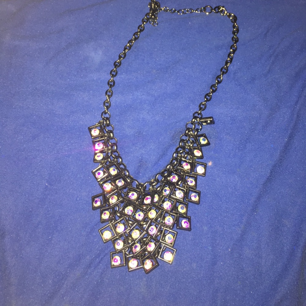 Crystal chain link necklace